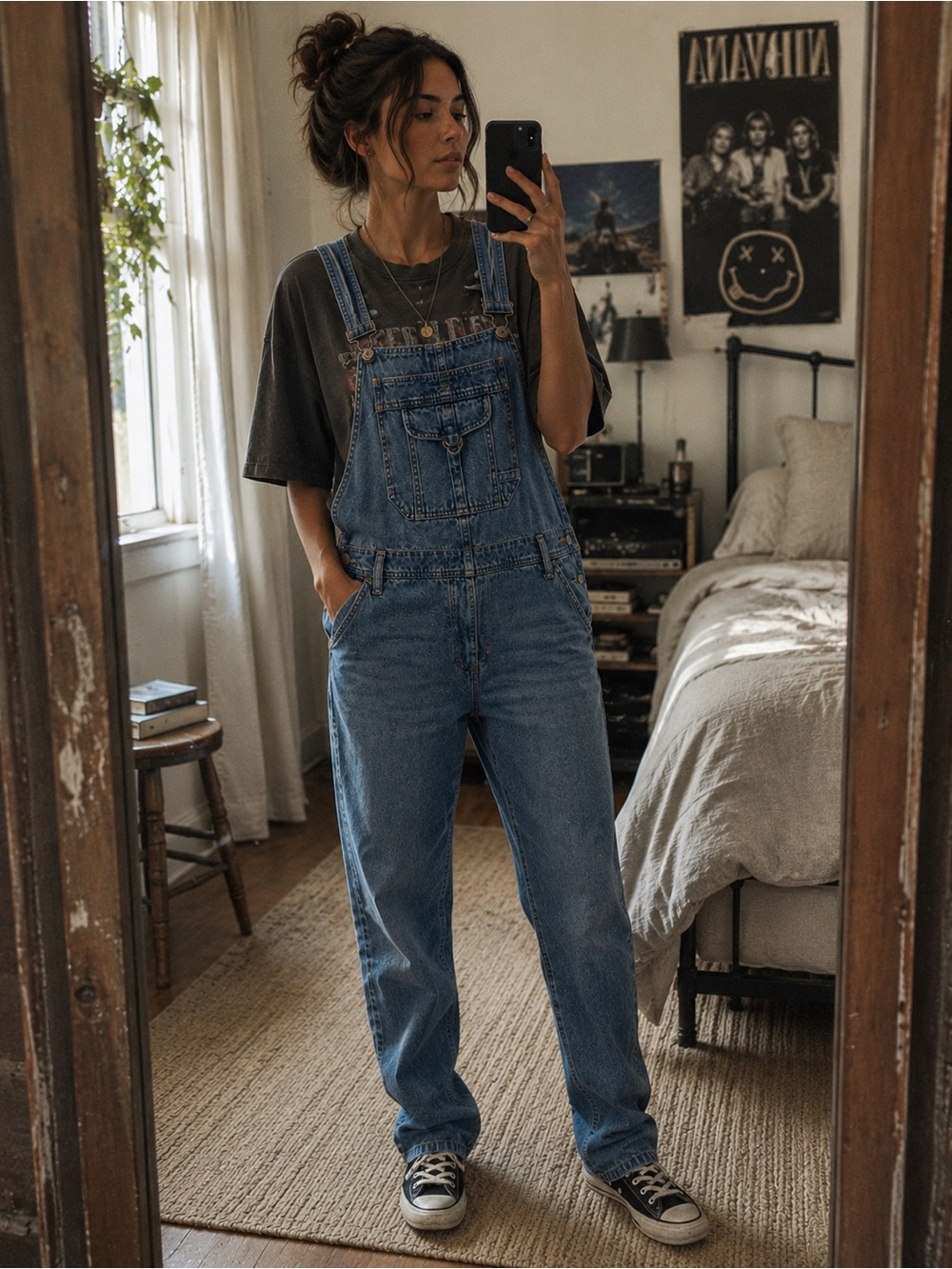 American Eagle Outfitters Light Blue Denim Overalls